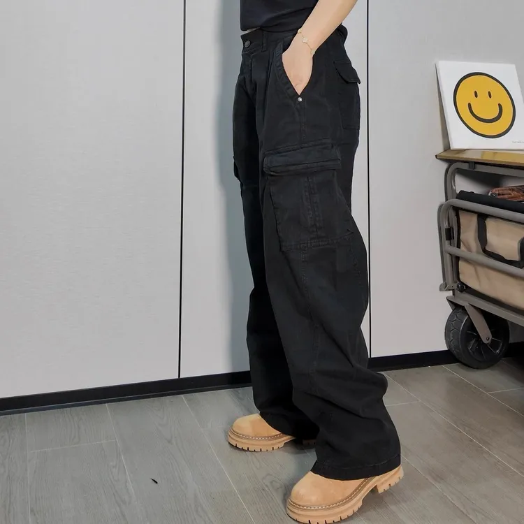 男女同款秋冬厚款酷飒风2025新款休闲阔腿潮流百搭工装长裤秋季