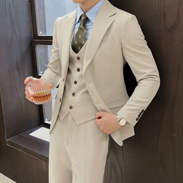 意式西服套装男士商务休闲修身正装结婚新郎礼服西装两件套职业装