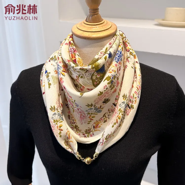 【福利品】春秋夏冬磁吸扣三角小方巾气质丝巾女士高级护颈围脖时尚