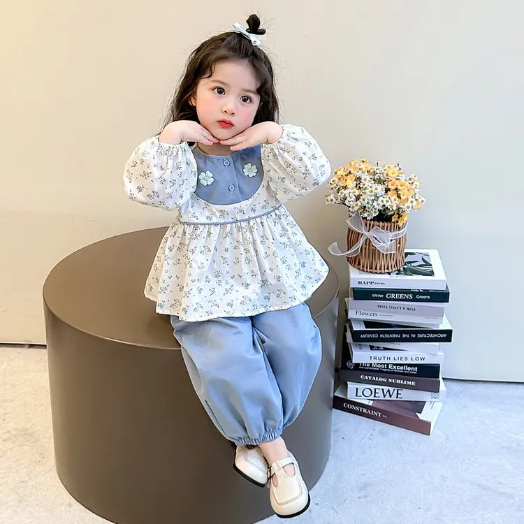 女童碎花套装2025新款儿童春秋装韩版洋气宝宝春季网红时髦两件套