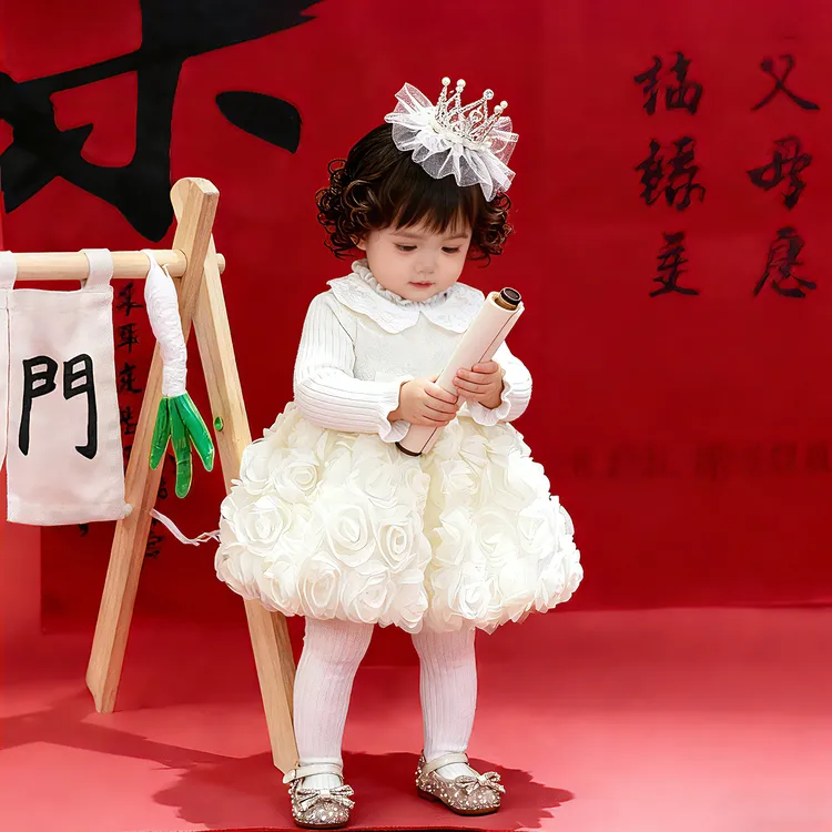 周岁女宝宝礼服洋气小公主裙冬装抓周宴背心裙女童生日连衣裙加绒