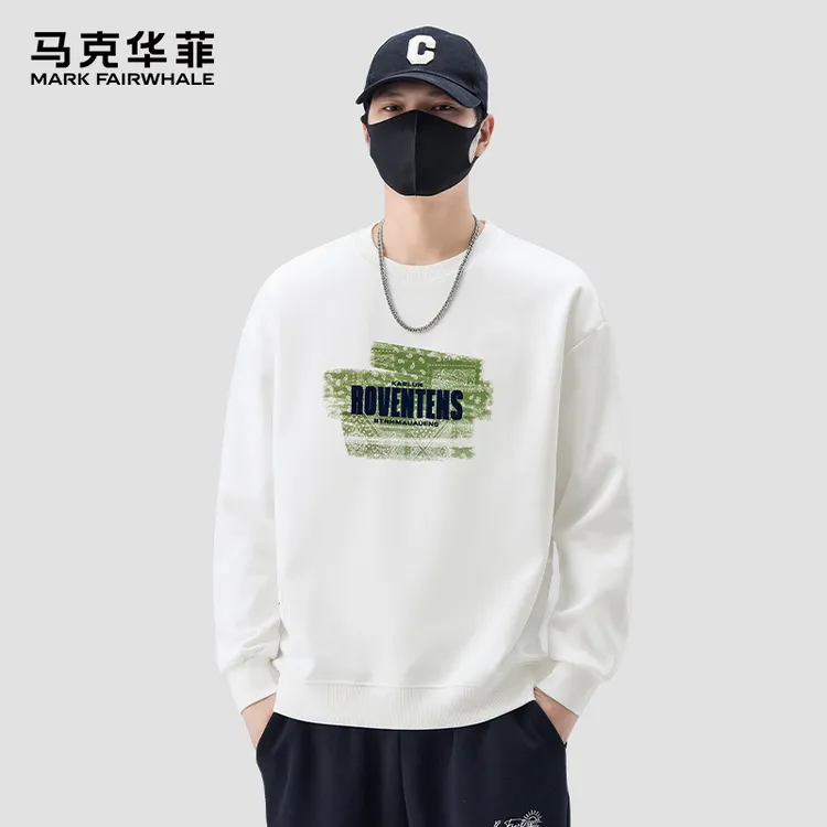MARK FAIRWHALE/马克华菲潮牌圆领长袖卫衣男春秋款百搭大码上衣