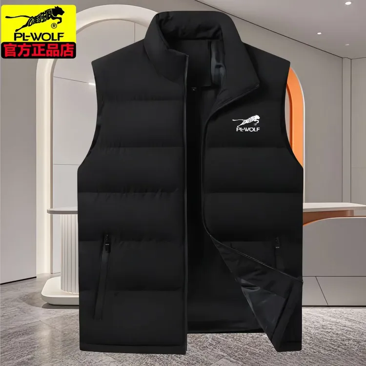 热销雄豹狼秋冬立领休闲纯色大码外套马甲服男女款潮牌保暖背心