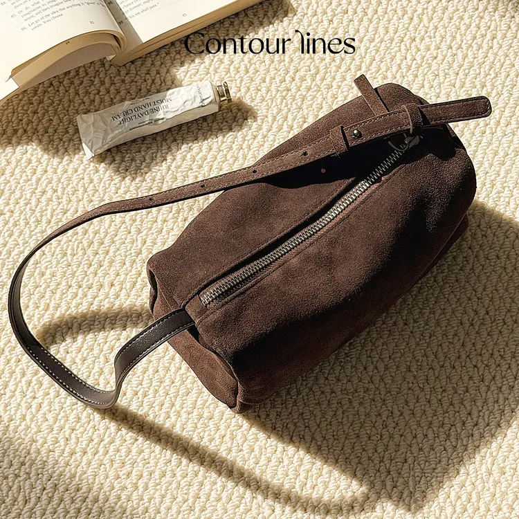 CONTOUR LINES【笔筒包】单根做旧纯色单肩包休闲便携抽绳