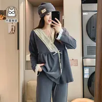 【带帽-纯棉】月子服春秋冬季产前产后孕妇哺乳睡衣产妇家居服套装