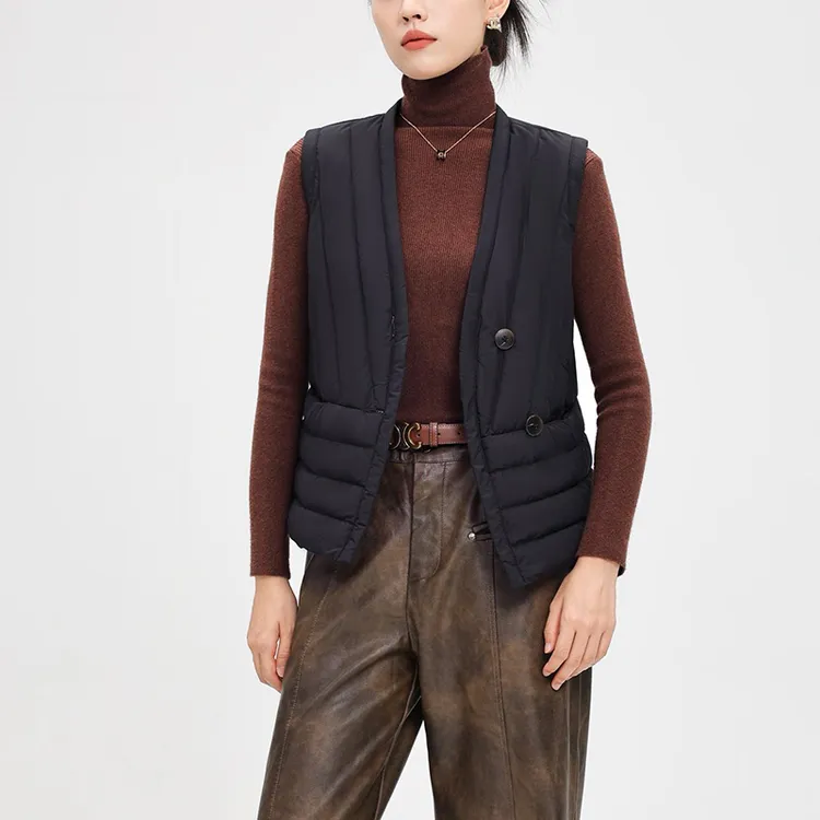 【大衣伴侣】新款简约外穿马甲女短款V领羽绒坎肩马夹外套5349-2501