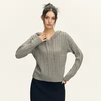 Ariseism美式复古连帽绞花套头针织衫女2025秋季新款上衣毛衣外套