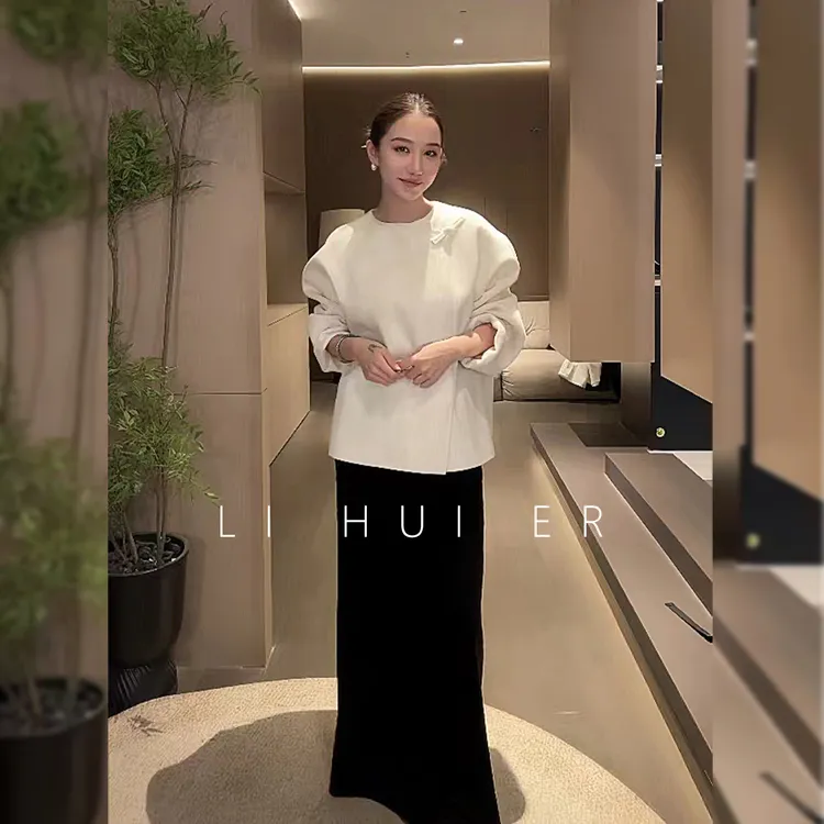 LiHuiEr李慧儿【圣罗地亚】 秋冬款气质显瘦黑色半身裙LL0251253