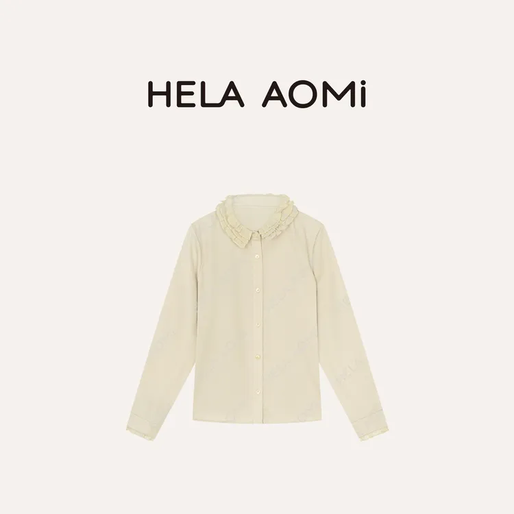 HELA AOMI “木耳领”圆领长袖气质设计感单排扣衬衣CY5CB11664