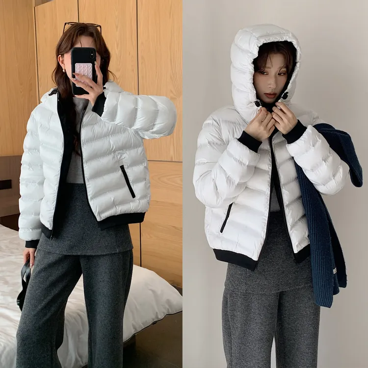 户外出行无胆无缝压胶排骨防风防水棉服短外套女显瘦减龄显高棉袄