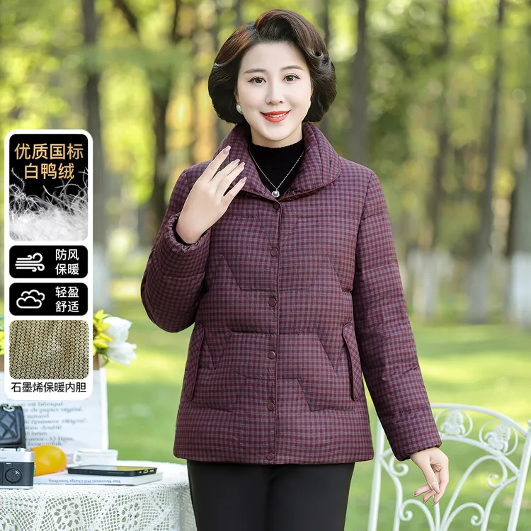 华太太2025年冬季羽绒服防风保暖时尚加厚中老年妈妈装D26876B