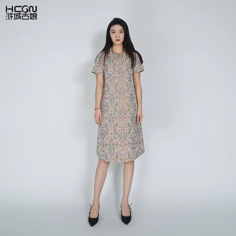 浒城古娘【双面穿宋锦】中式国风桑蚕丝百搭时尚夏连衣裙WB2503503