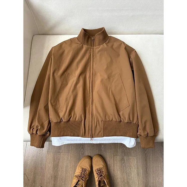 bomber卡其色工装外套男款秋季痞帅立领棒球服美式短款飞行员夹克