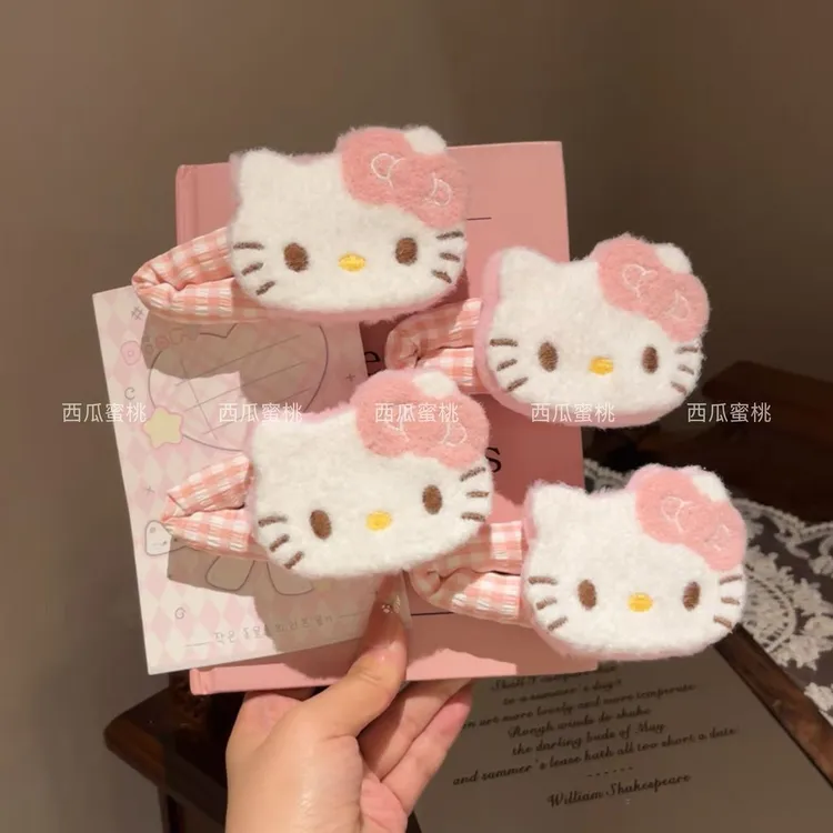可爱ins猫咪毛绒绒发夹kt甜美少女侧边bb掰掰卡通夹碎发刘海发饰