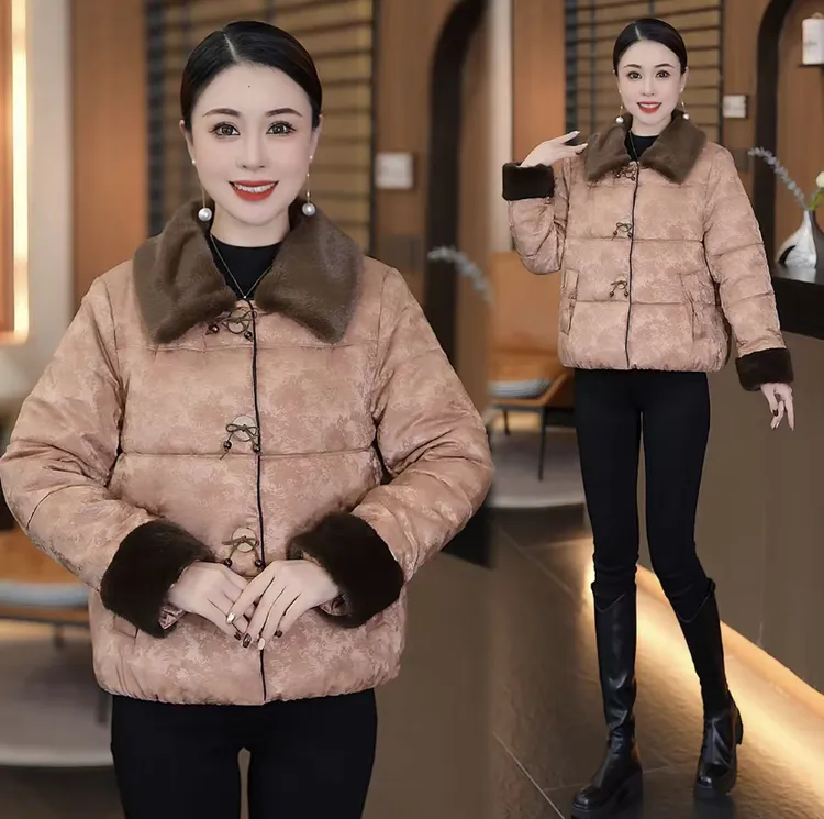 2025秋冬时尚妈妈女装中式国风新款棉衣冬季保暖棉服气质妈妈装