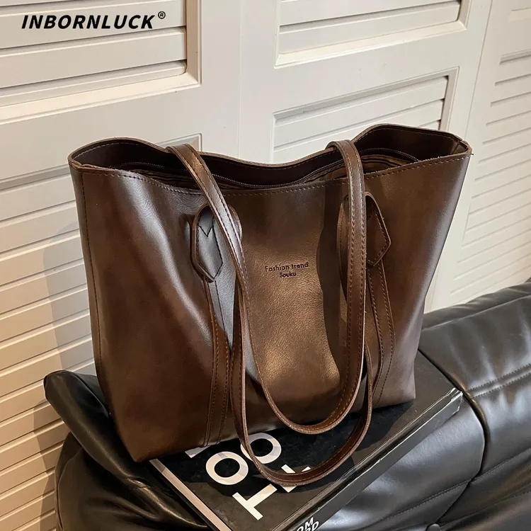 复古大容量包包女2025新款高级质感百搭托特包学生上课通勤单肩包