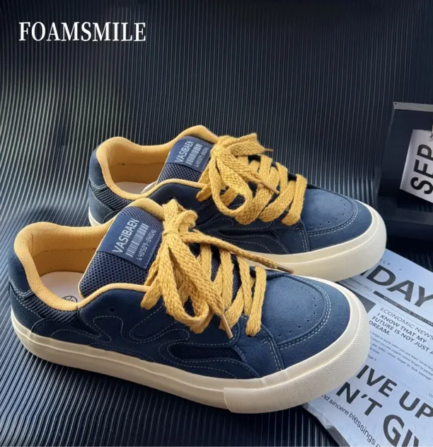 Foamsmile| 蓝黄厚底面包鞋痞帅酷男休闲板鞋爆款推荐男鞋厚底鞋
