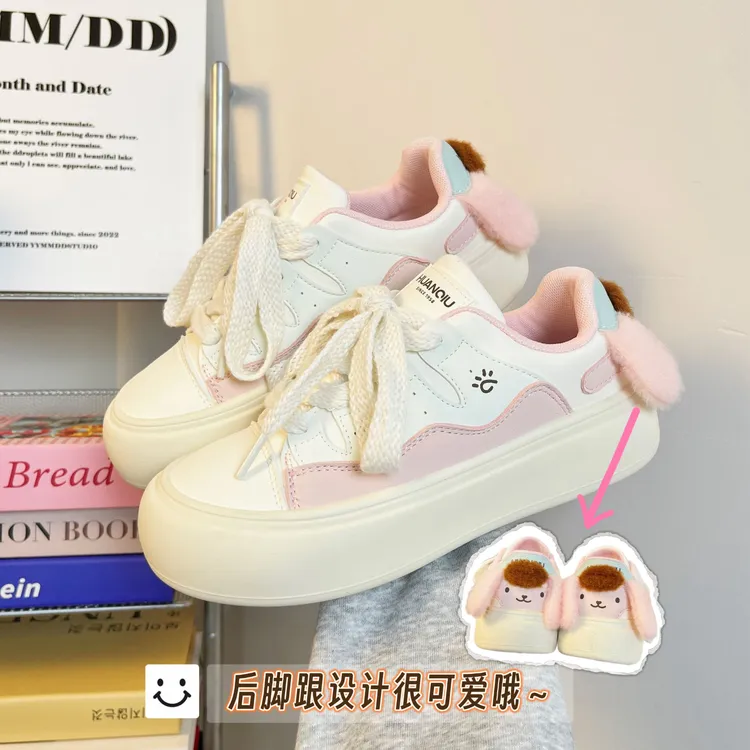 环球圆头小白鞋女鞋2025秋季运动休闲鞋原创可爱小狗百搭学生板鞋