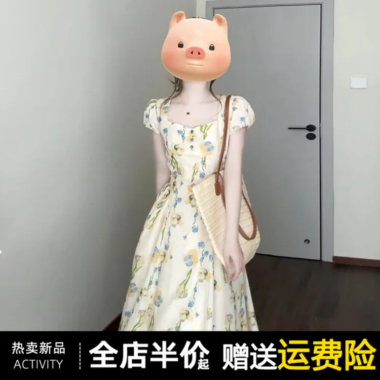 2025新款茶歇碎花连衣裙子女装夏季气质独特漂亮后妈裙小个子长裙