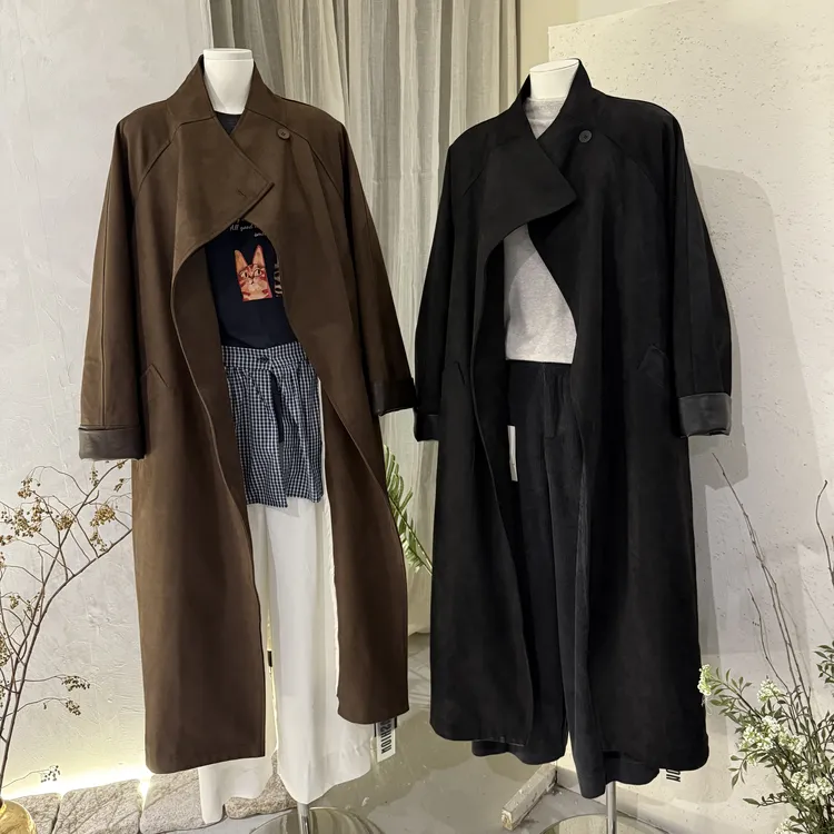 韩系高级大牌感立领加厚夹棉长款风衣外套新款时尚洋气百搭女装