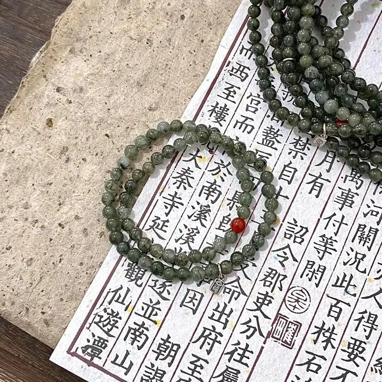 非金属玻璃手链 「翠绿古韵」新中式新款国风小众精致福牌手串