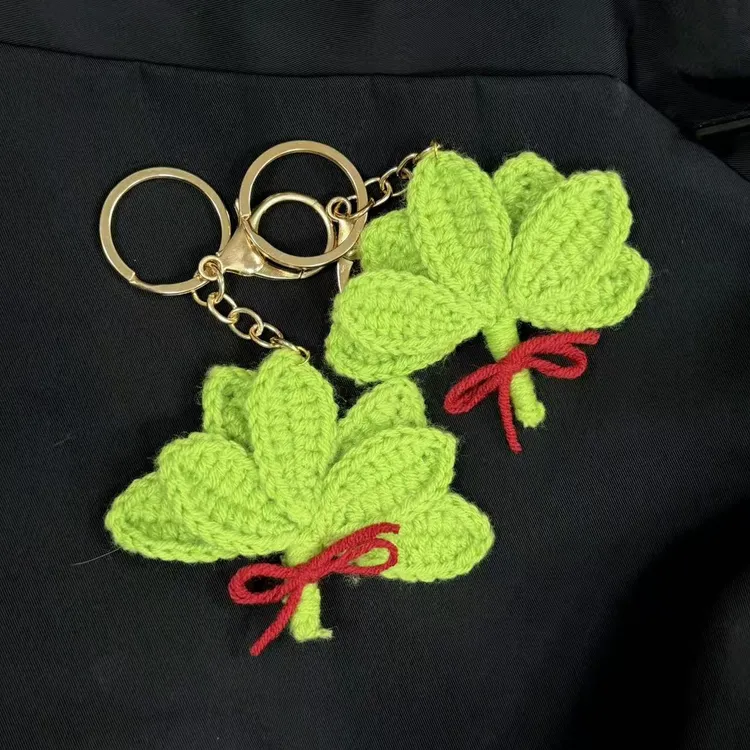 赵露思同款成品去晦气柚子叶车载挂件霉气退退退手工毛线钩织挂饰
