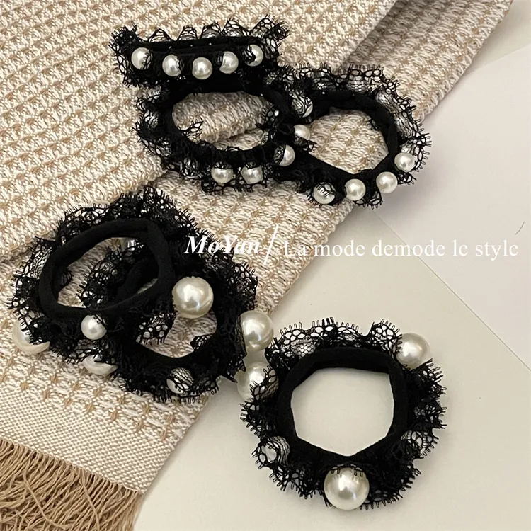 新款皮套气质头绳女蕾丝花边扎头发绳高弹力耐用橡皮筋发圈女