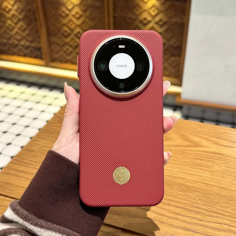 黄财神凯夫拉纹磁吸适用华为mate80promax手机壳商务男士轻薄防摔