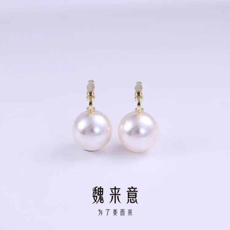 【魏来意】镀K金正圆无暇  优雅公主耳环（ 14mm）