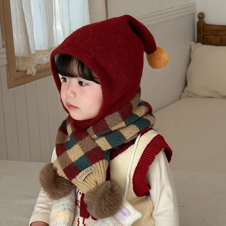 宝宝帽子毛线帽护耳帽加厚保暖秋冬精灵帽男女宝外出ins魔法帽