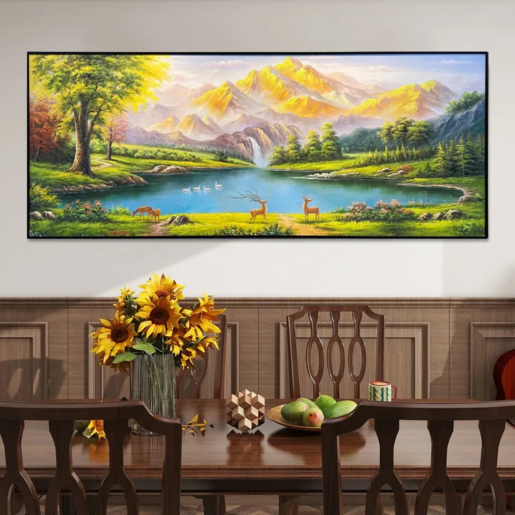 （鹿隐）金山聚宝盆山水画油画风景画客厅装饰画家居饰品