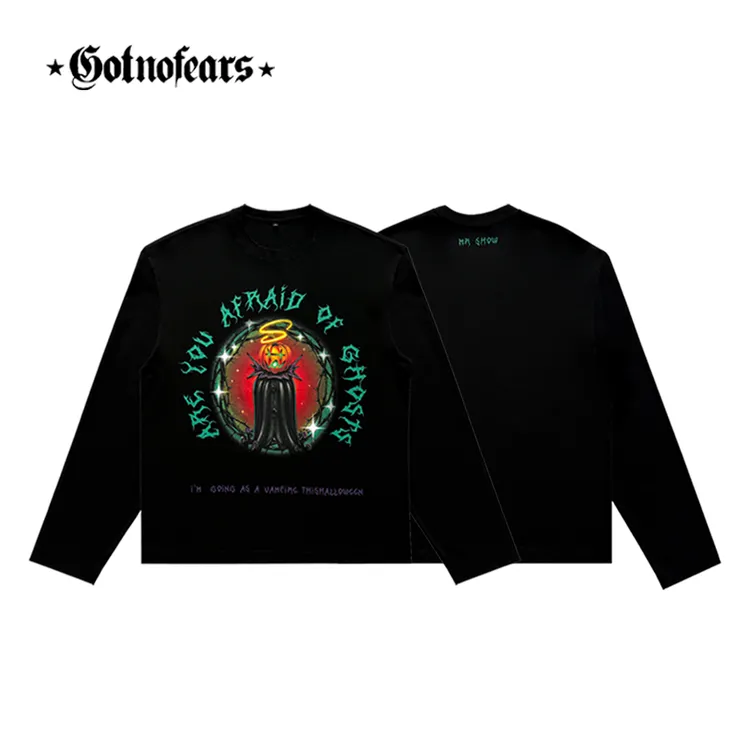 GOTNOFEARS官方正品 MR.SHOW 万圣节限定南瓜伯爵印花宽松长袖T恤
