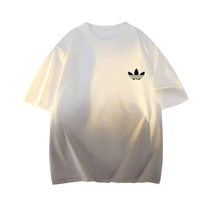 【官方奥特莱斯】品牌折扣 渐变圆领原宿风男女T恤老钱风情侣短袖潮