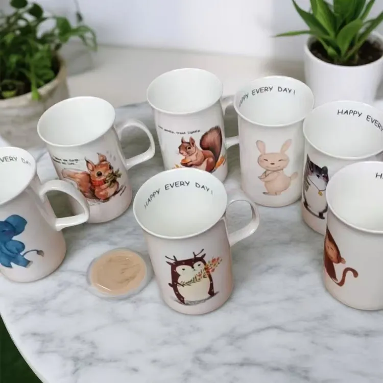 彩色骨瓷创意杯子水杯咖啡杯家用定制马克杯奶杯水杯漱口杯随机发