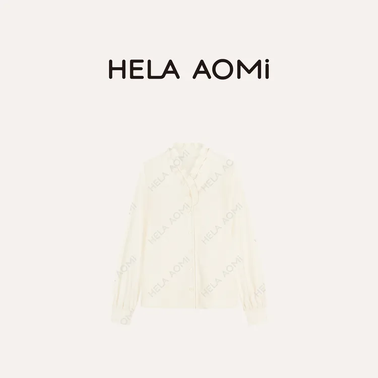 HELA AOMI “V领木耳”绵羊毛莱赛尔斜纹肌理气质衬衫CY5CH11912