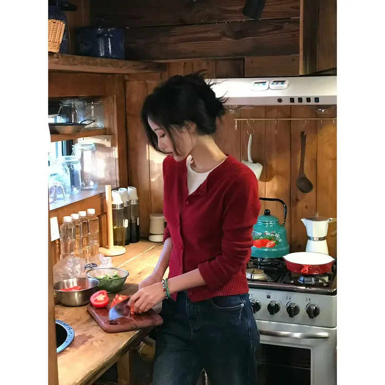 小番茄定制 FORNI 利兹下午茶 100羊毛软糯圆领针织开衫