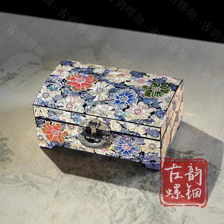 首饰盒/箱 【香凝花语】螺钿首饰盒工中式原创高档精致珠宝首饰盒