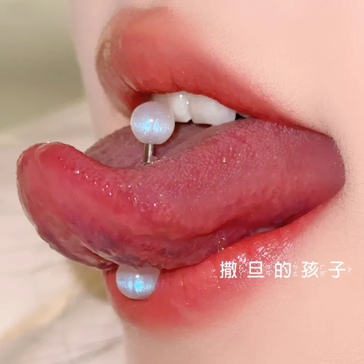 钛钢亚克力耳饰 撒旦矜贵加分亚克力外螺旋钛钢舌钉舒适辣妹爆闪