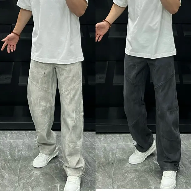 宽松型透气褶皱工装裤休闲裤裤子