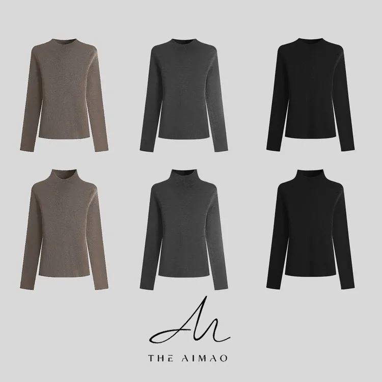 【THE AIMAO】扬子18针60支双股岛精无缝一体半高领打底衫XYX82664