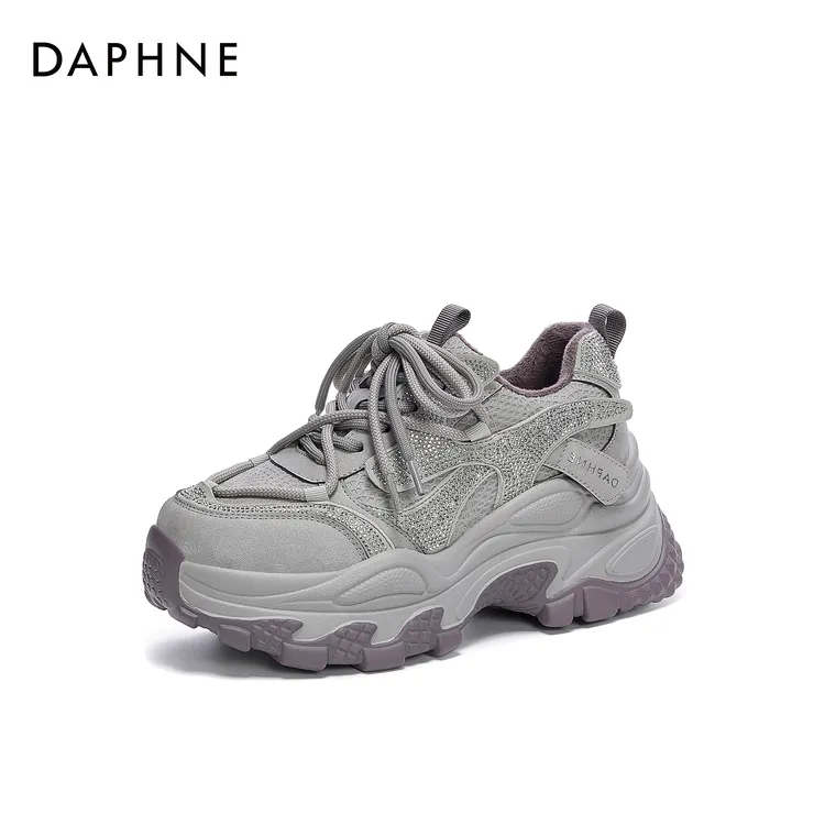 达芙妮厚底老爹鞋2025秋冬季加绒保暖舒适时尚百搭增高运动休闲鞋