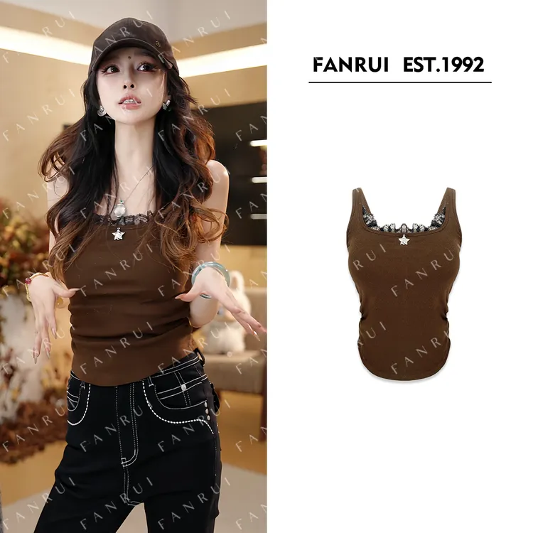 泛芮双11「贝贝biuu」蕾丝花边时髦别致设计感背心吊带女B18071