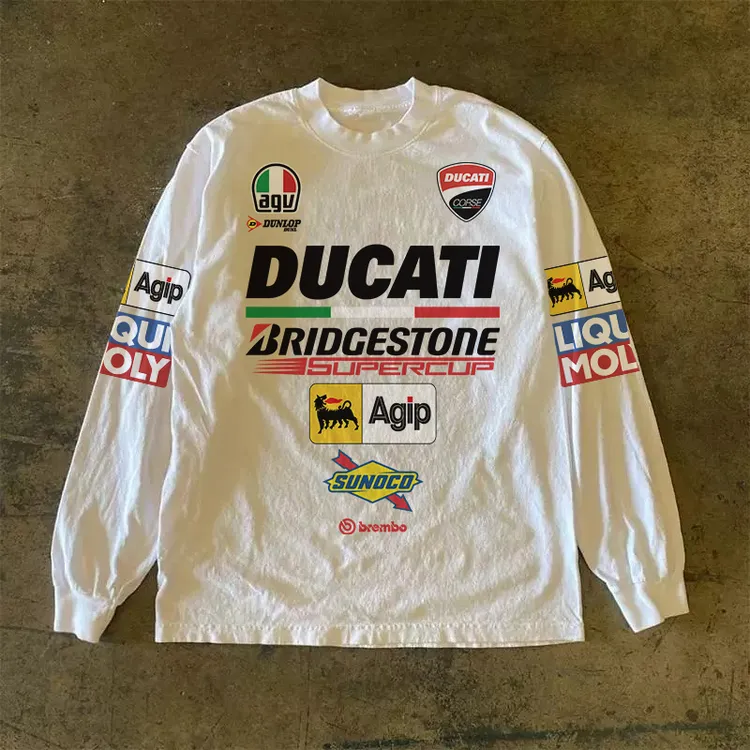 260克重磅！长袖潮牌T恤百搭韩版宽松圆领日系印花爆款上衣高级