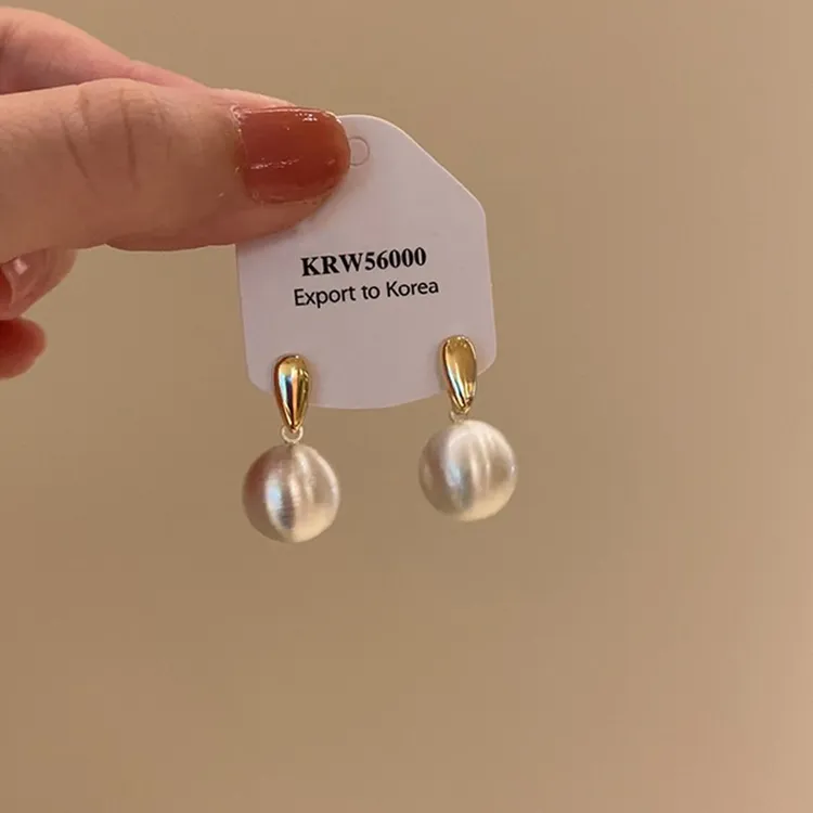 铜合金耳饰 小众独特气质磨砂拉丝金属球耳钉轻奢高级感耳环耳饰 