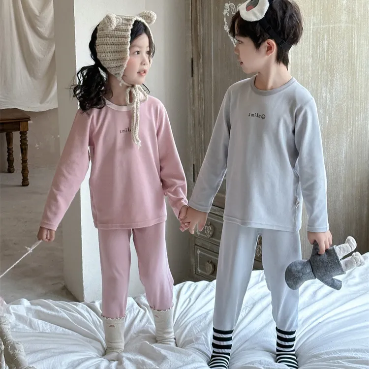儿童新款纯棉打底家居服中大童秋衣秋裤男童女童秋冬季睡衣套装