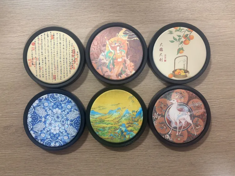 国潮陶瓷吸水茶杯垫功夫茶具复古配件小号创意隔热茶托圆形垫子