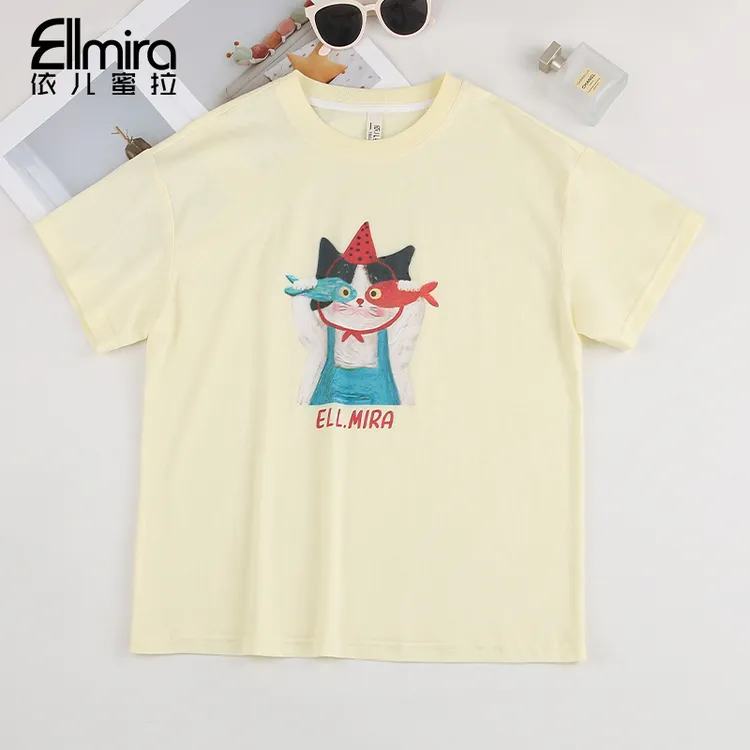 9240女童短袖t恤夏季儿童T恤上衣宽松圆领百搭2025新款大童洋气薄
