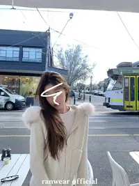 【米妮】“绝对自由”可拆卸连帽大毛领蝙蝠袖针织开衫外套