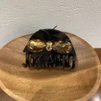 GREBUTY 6009简约轻奢香槟色钻闪蝴蝶结抓夹