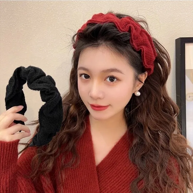 显脸小红色发箍发饰秋冬高颅顶复古女生新款高级气质发卡精致头饰